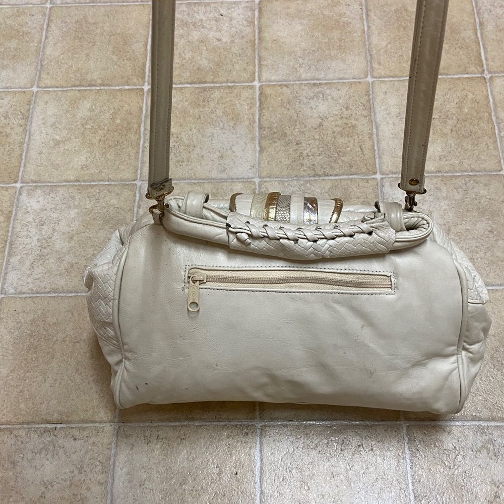 VTG,BAGS BY PINKY GENUINE LEADER MADE IN USA Elegant Cream and Gold Women's Bag - Picture 3 of 16